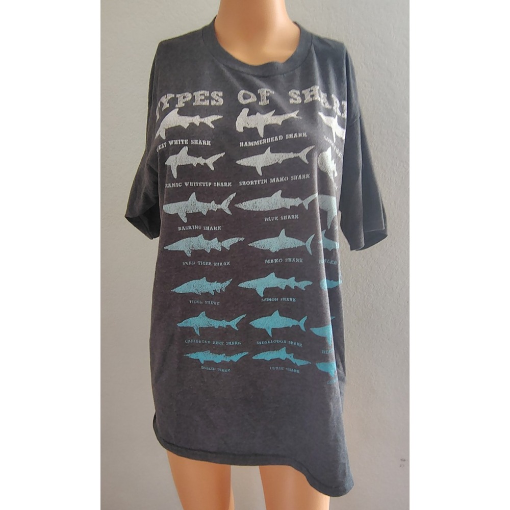 Port & Company Types of Sharks Shirt - Short Sleeve T-Shirt - Size L